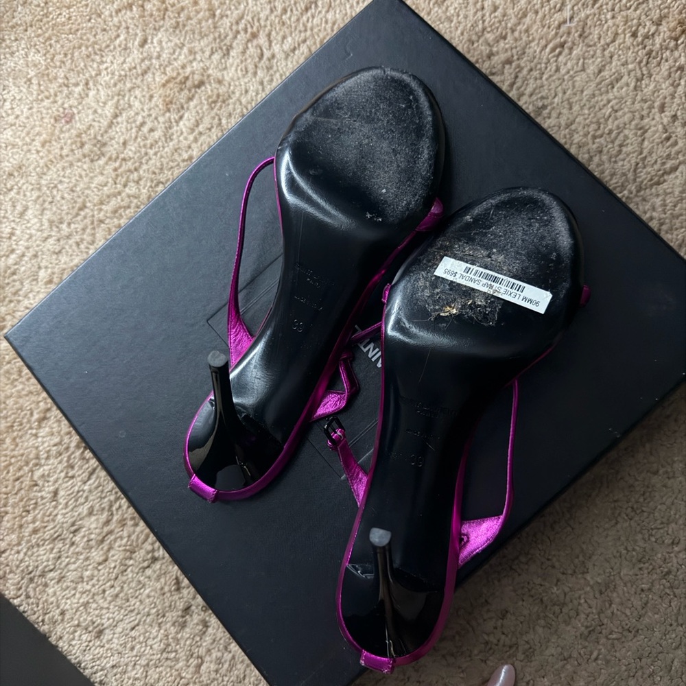 Saint Laurent Metallic Fuchsia Sandals - Picture 6 of 8